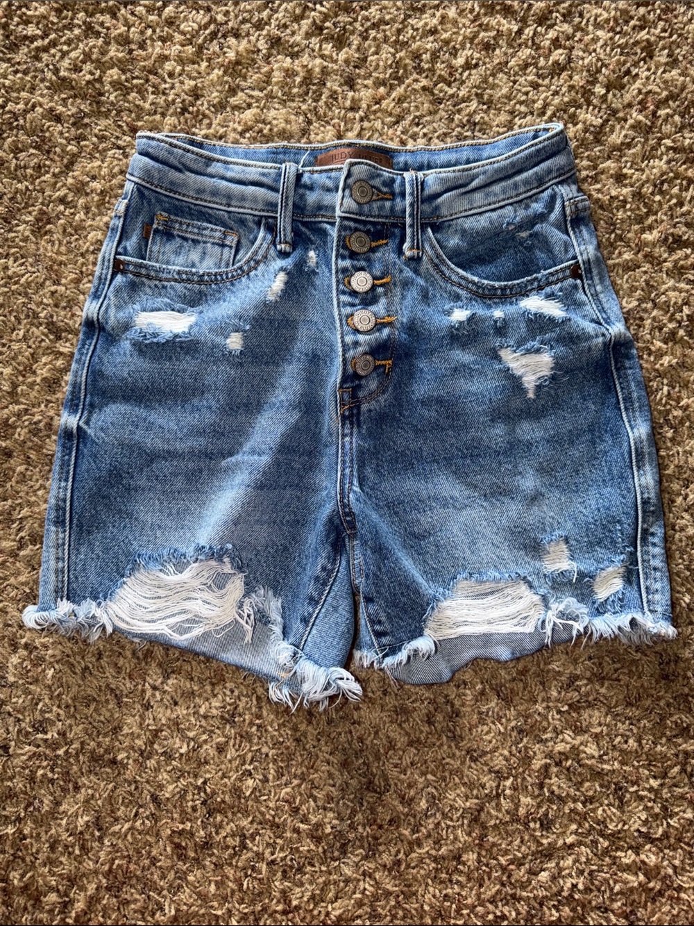 Judy Blue High Waist Distressed Denim Shorts - Blue